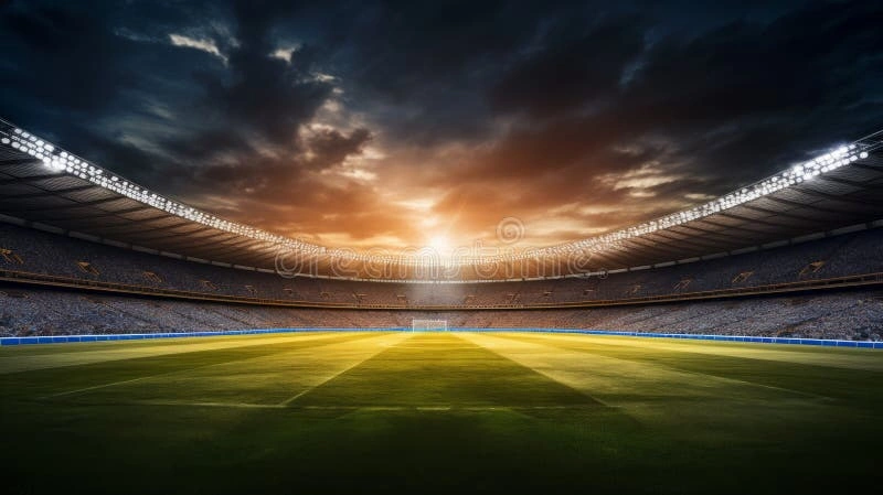 世界杯比赛场馆夜景 - 万人空巷的足球盛宴